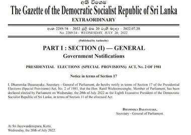Government Notification – Presidential Elections